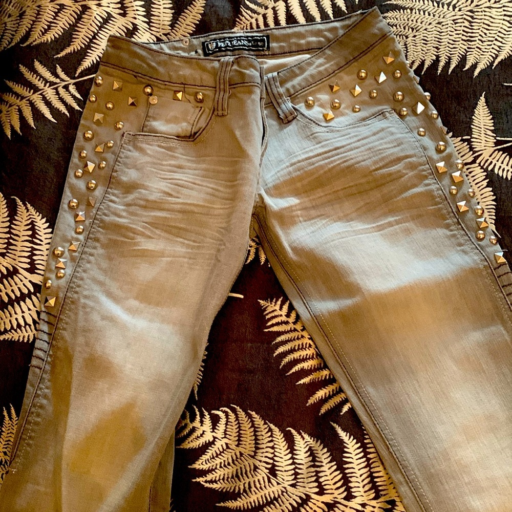 Pepe grey studded skinny jeans